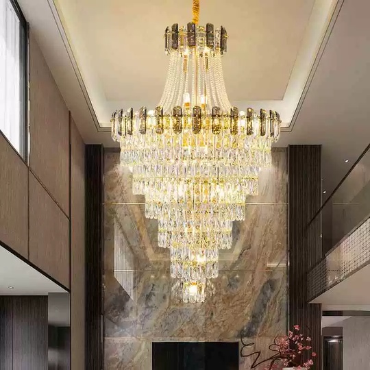 Люстра подвесная, золото, кристалл, LARK 150*250 металл, E14.