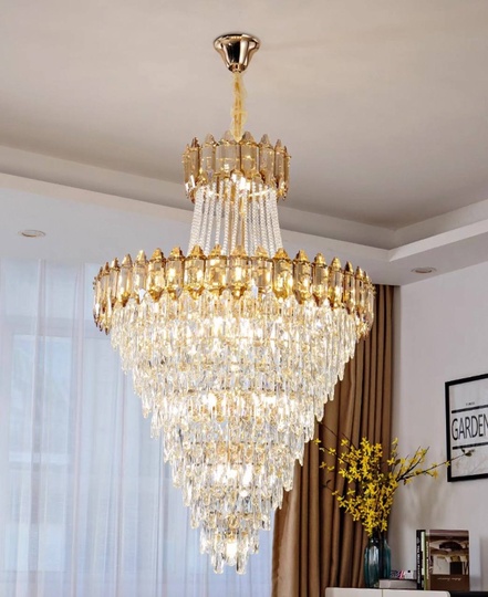 Люстра подвесная, золото, кристалл, WOLF 50*90 металл, E14.