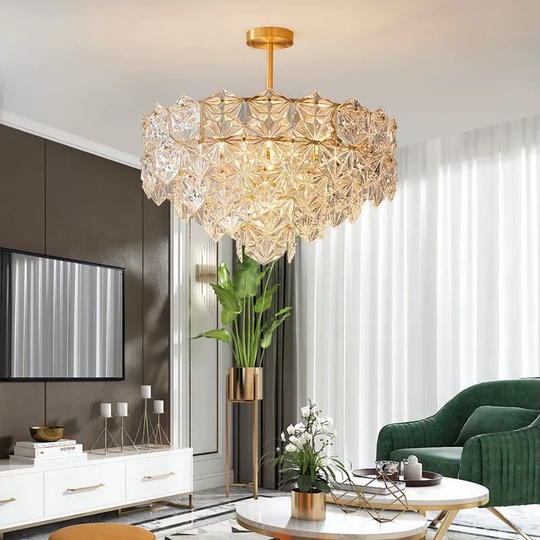 Люстра подвесная, медь, стекло, AZER 43*30, металл, Е14.