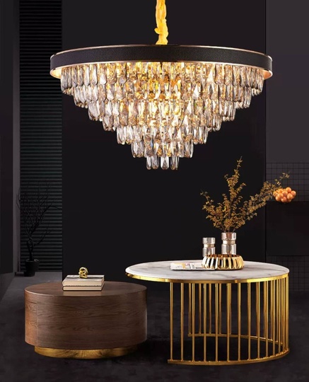 Люстра подвесная ALA 60*34 золото, кристалл, металл, Е14.