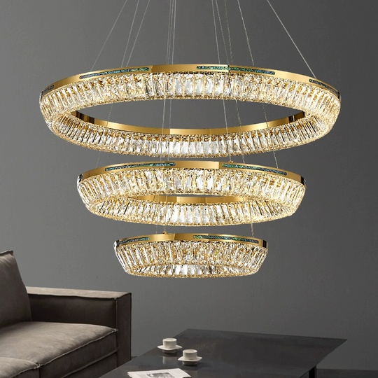 Люстра подвесная CANAN 80*180 золотой, хрусталь, металл, LED.