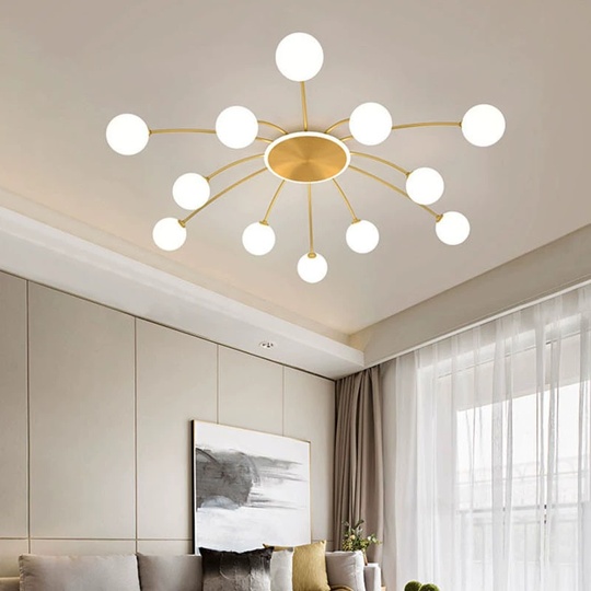 Люстра золотая Unevio, металл, стекло матовое, 97*17 см, светодиодная, LED, G9