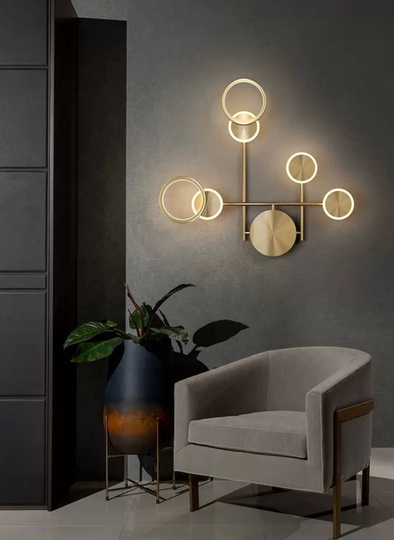 Настенный светильник, Бра, HENRY 57*62, золотой, металл, LED.