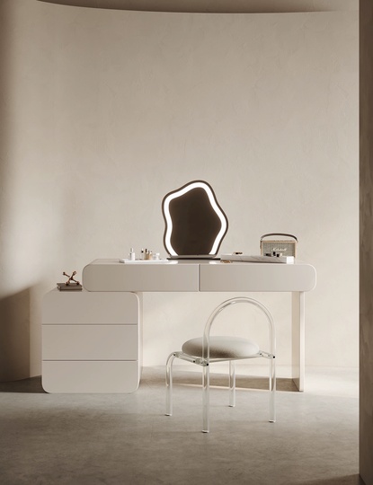 Туалетный стол кремовый Lotaringa в итальянском стиле, 100*74*40 см, массив дерева, 5 ящик