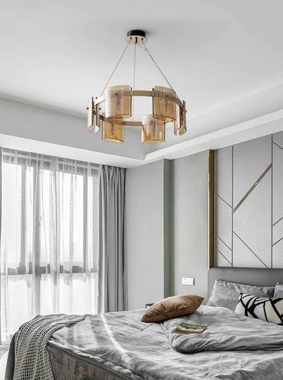 Люстра подвесная, медный, стекло, FOREVERSMILE 100*17, металл, G9.