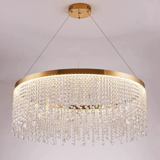 Люстра подвесная FATMA 80*30 бронза, хрусталь, металл, LED.