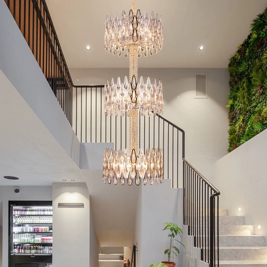 Люстра подвесная, золото, кристалл, APRIL 60*150 металл, E14.