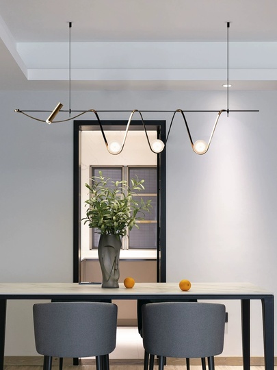 Люстра черная, бронза Elydran, металл, 180*40 см, стекло молочное, G9, GU10