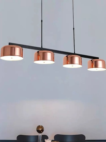 Люстра черная Zyntravo, металл, ПММА розовое золото, 139*10 см, Е27