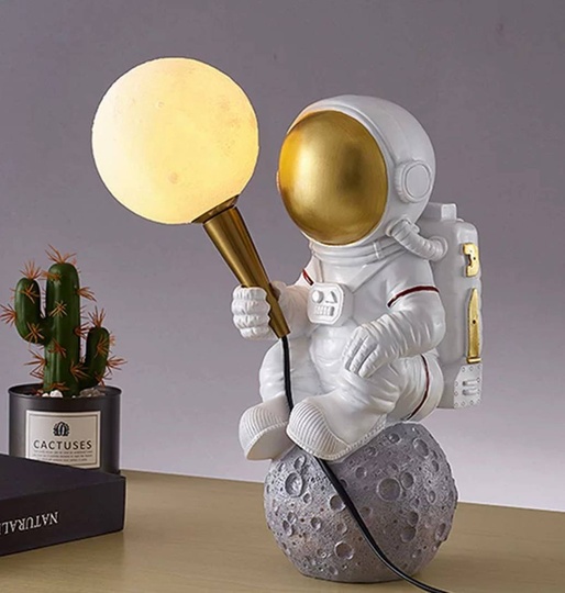 Настольная лампа, ASTRONAUT  20*37, смола, стекло, белый