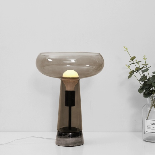 Настольная лампа OLIVER 30*36, дымчатый, мрамор, стекло.