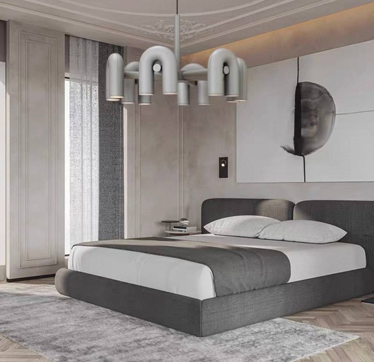 Светильник подвесной серый Elisto, металл, трос 150 см, 60*38 см, LED