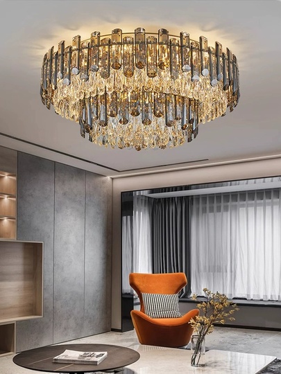 Потолочный светильник, медь, хрусталь, CHARITY 100*36 металл, Е14.