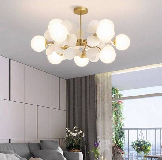 Люстра подвесная, золотисто-песочный, ПММА, CHUCK 95*30, металл, G9