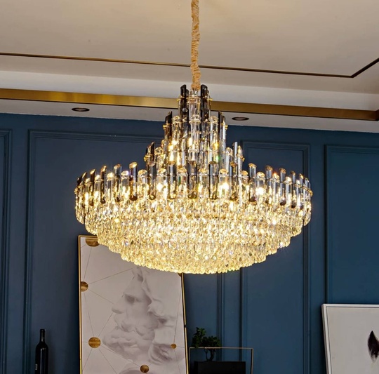 Люстра подвесная ERIS 50*50 золото, кристалл, металл, Е14.