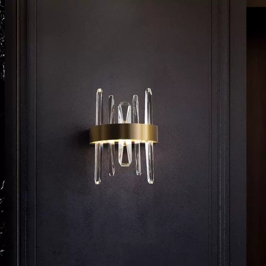 Настенный светильник ELLAN, Бра, 20*30, бронза, металл, хрусталь, G9.