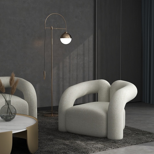 Кресло белое мягкое с банкеткой для ног - EDDY, 1 шт., 82х63х73 см