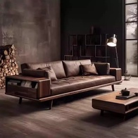 Прямой диван Taylor темный орех, кожа, 260*100*85 см