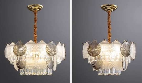 Люстра подвесная ERKE 60*28 золото, стекло, металл, Е14.