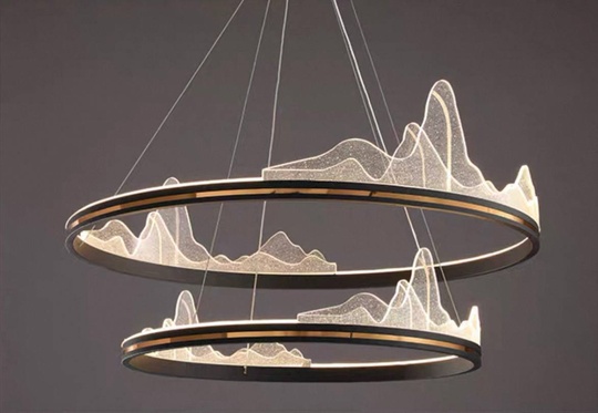 Люстра подвесная, черный, ПММА, ABBAS BLACK 40*60, металл, LED