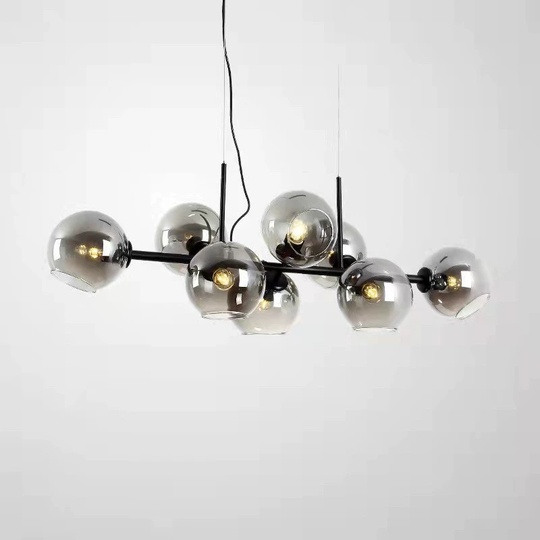 Люстра черная Zyntarix, металл, стекло дымчатое, 105*35 см, Е27