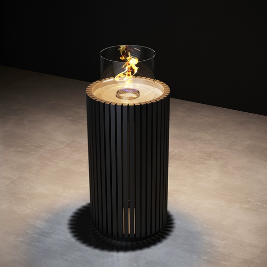 Стильный напольный камин, черный, жидкостный, 60*150 см