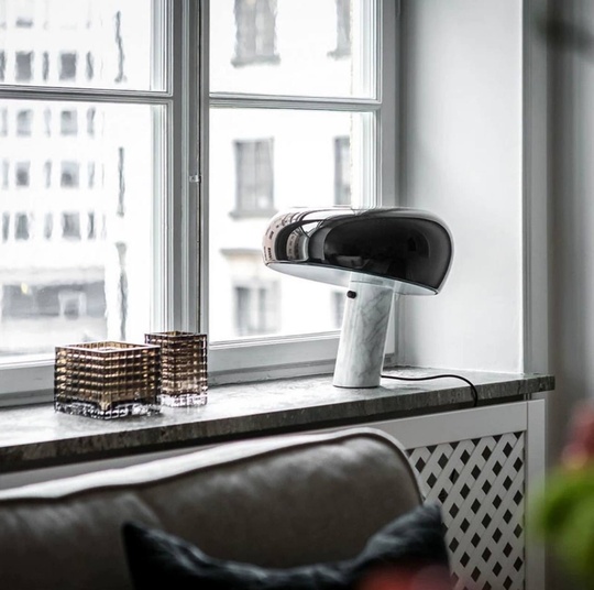 Настольная лампа GLAM 28*26, черный, белый, мрамор