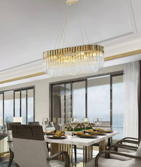 Люстра подвесная, золотой, стекло, AYKUT 100*35, металл, E14.