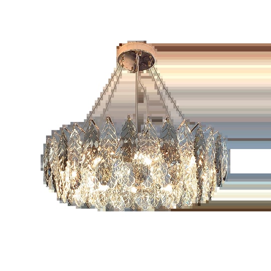 Люстра подвесная BIRICIK 60*25 золото, дымчатый, кристалл, металл, E14.