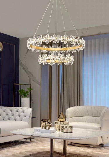 Люстра подвесная, золото, хрусталь, FERGUS 60*80, металл, LED