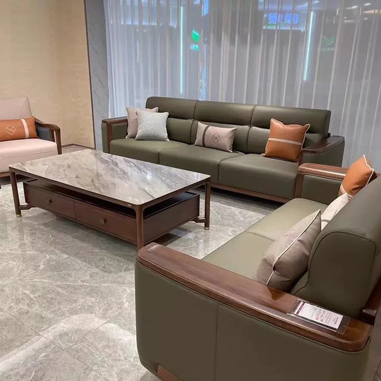 Прямой диван Evans темный орех, кожа, 262*90*93 см