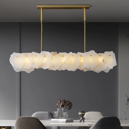 Светильник подвесной медный Elutron, медь, мрамор, 120*26 см, LED