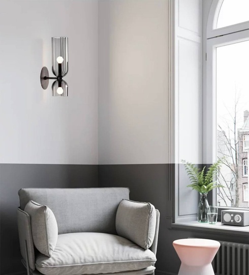 Настенный светильник, Бра MARSHALL 14*35, дымчато-серый, металл, стекло, Е14.