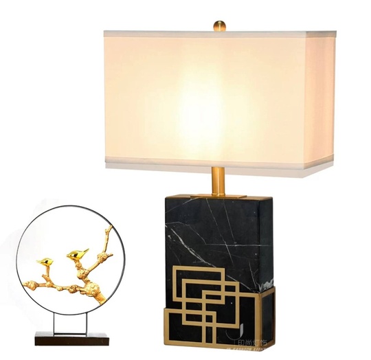 Настольная лампа MENGE 38*55, черный, камень, металл