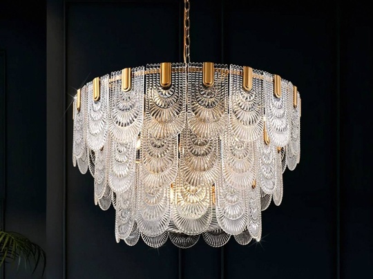 Люстра подвесная, медь, стекло, DOGU 80*38, металл, Е14.