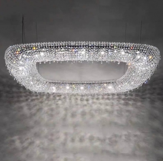 Люстра подвесная, серебро, хрусталь, SUSAN 100*100*28 металл, G9.