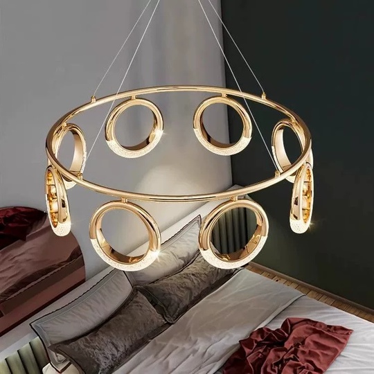 Светильник подвесной золотой Elmara, металл, трос 100 см, 40*26 см, LED