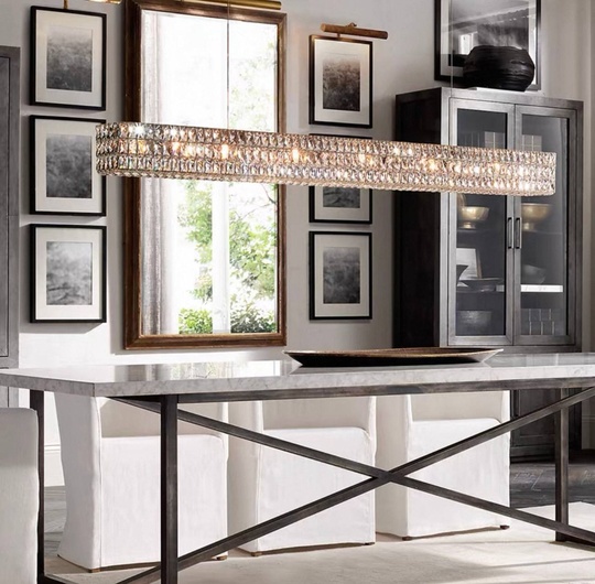 Люстра золотая Elypse, металл, кристалл, 80*17 см, подвесная, E14