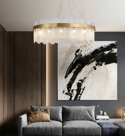 Люстра подвесная, медь, песочно-белый, стекло, DUYGU 40*27, металл, G9.