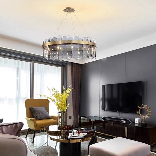 Люстра подвесная, медь, пепел, стекло, DOLUN 45*27, металл, G9.