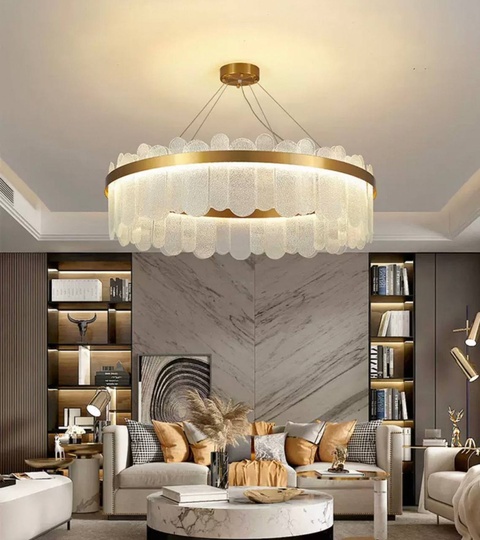 Люстра подвесная, медь, песочно-белый, стекло, DUYGU 40*27, металл, G9.