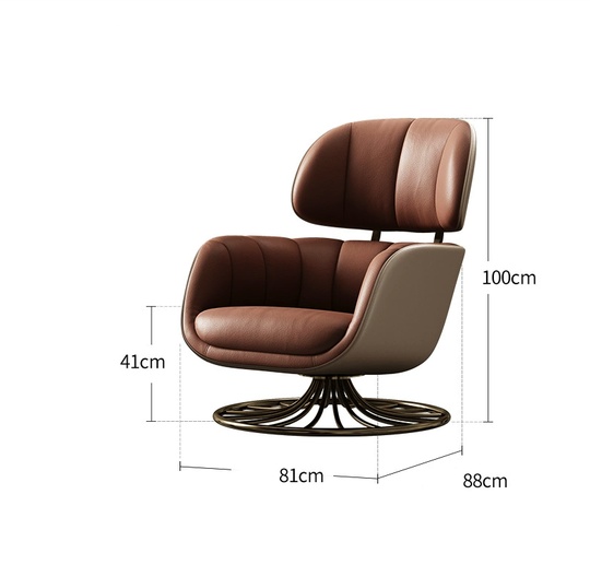 Кресло розово-коричневое Marisa, 81*88*100 см, кожа, с пуфом для ног