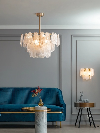 Люстра подвесная BIRCAN 45*27 бронза, стекло, металл, E14.