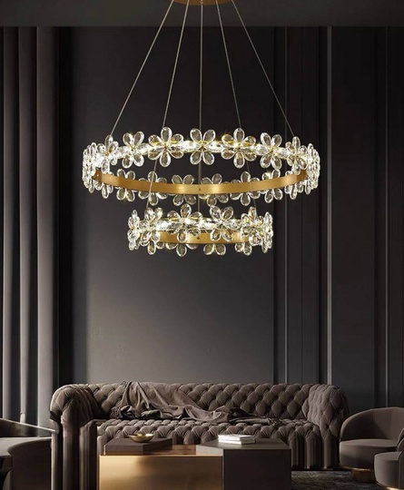 Люстра подвесная, золото, хрусталь, FERGUS 80*100, металл, LED