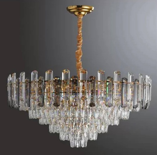 Люстра подвесная ALIM 60*46 золото, кристалл, металл, E14.