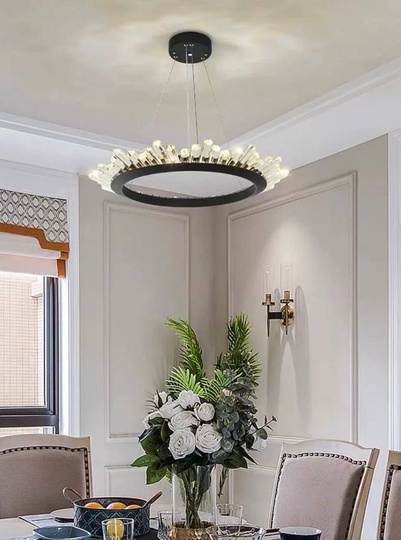 Люстра подвесная, черный, кристалл, JEREMY 120*15 металл, LED.