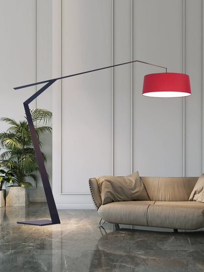 Торшер, черный, красный, Lumens 186*186, светодиодный, E27, металл, ткань