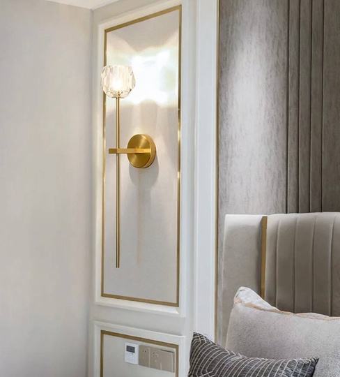 Настенный светильник, БРА, LEONNY 12*62, медный, металл, стекло, G9.