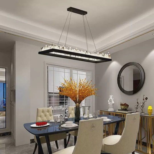 Люстра подвесная, черный, кристалл, KEVIN 60*35 металл, LED.