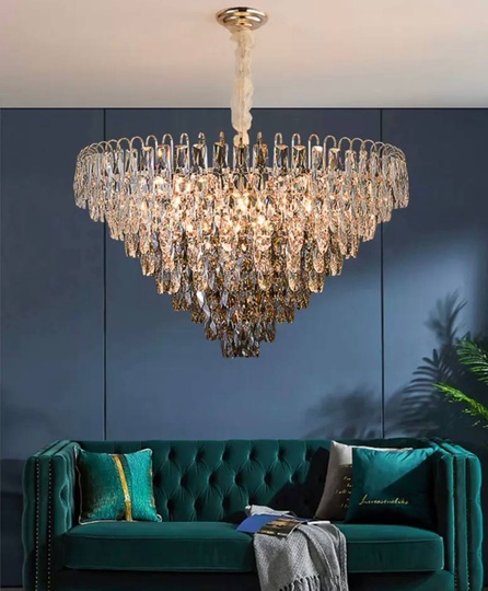 Люстра подвесная ERIM 60*35 золото, кристалл, металл, Е14.